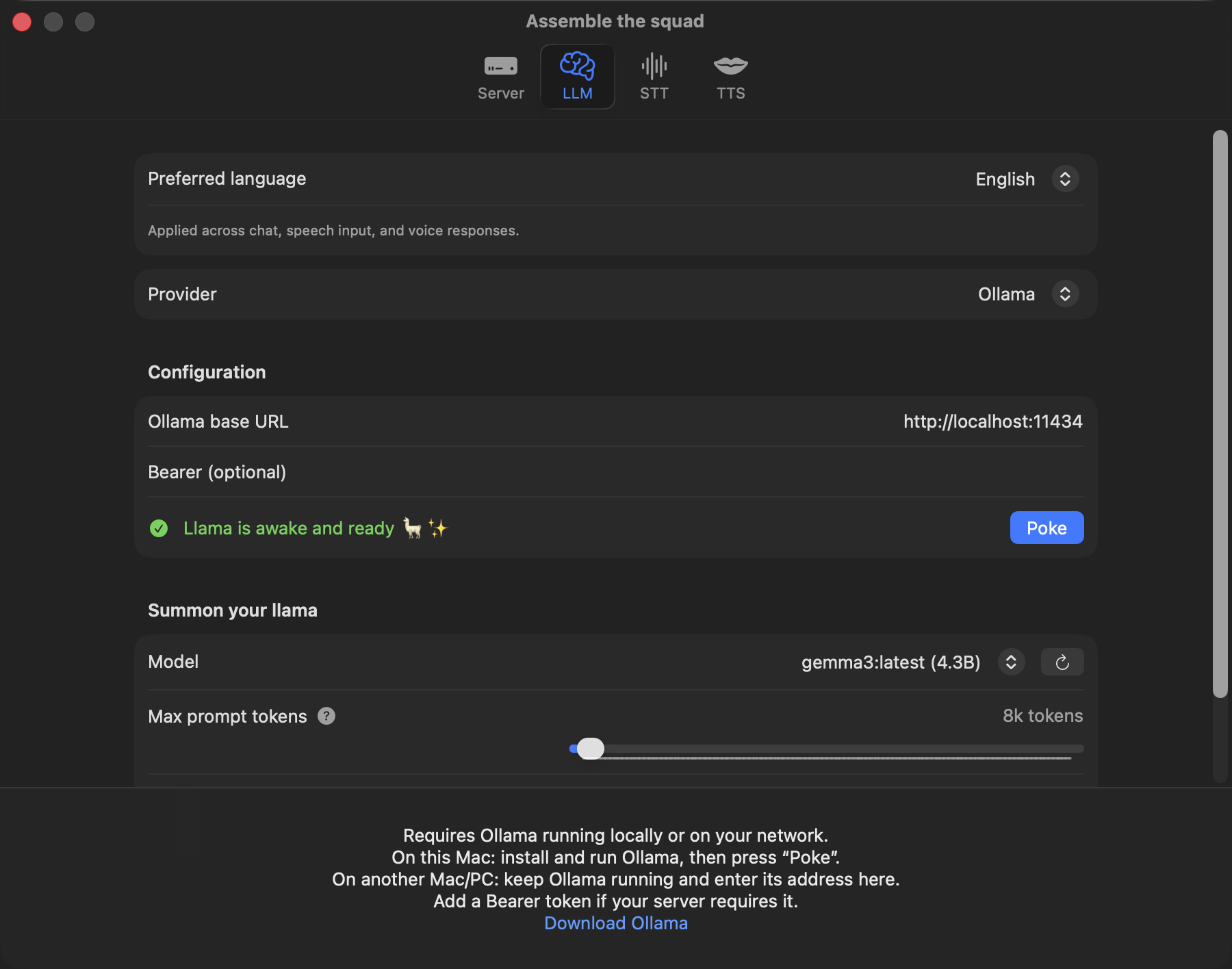 Valdis screenshot in dark mode